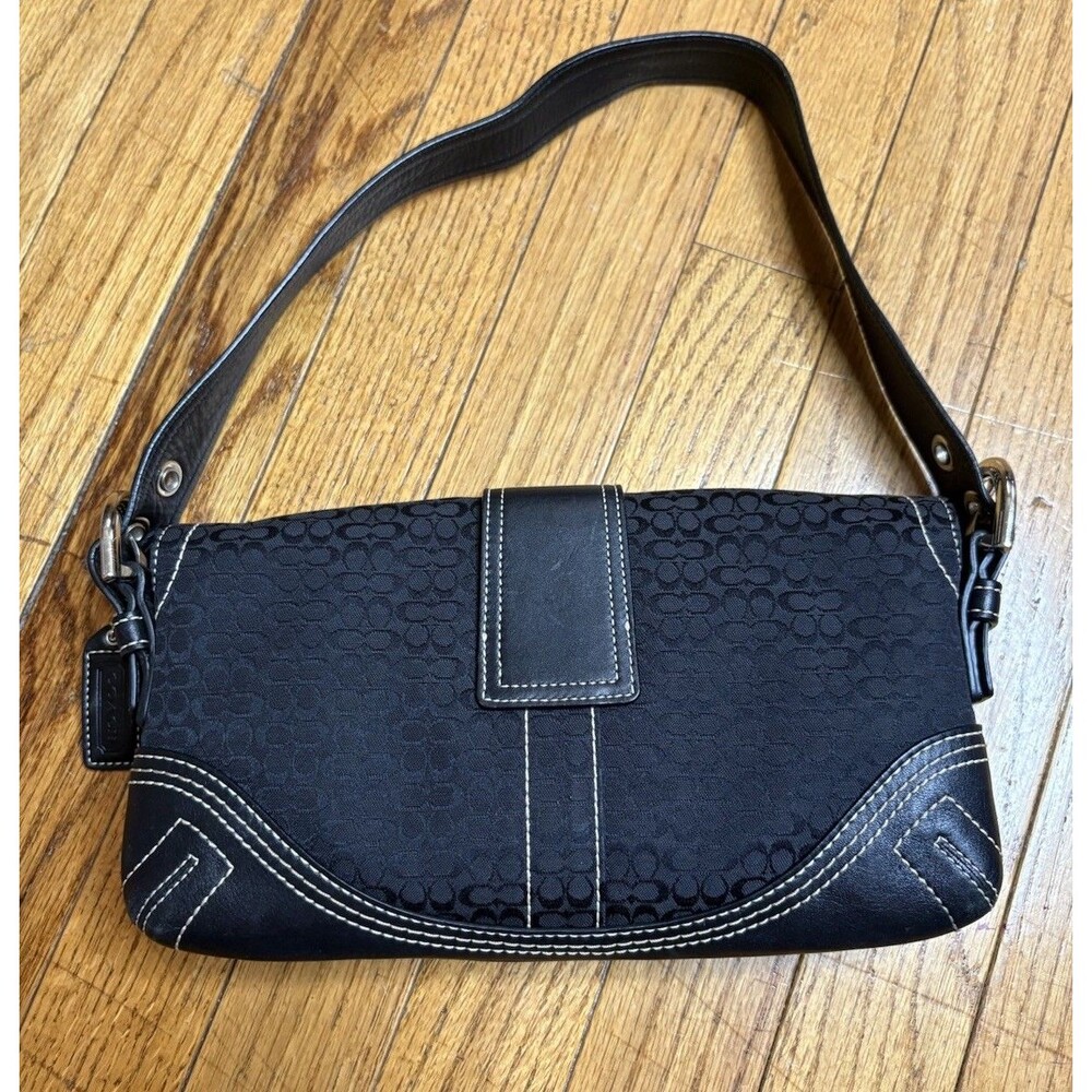 Vintage Coach Purse Soho Demi Shoulder Bag Canvas Black Leather Y2K G05Q-3628 - Picture 11 of 12
